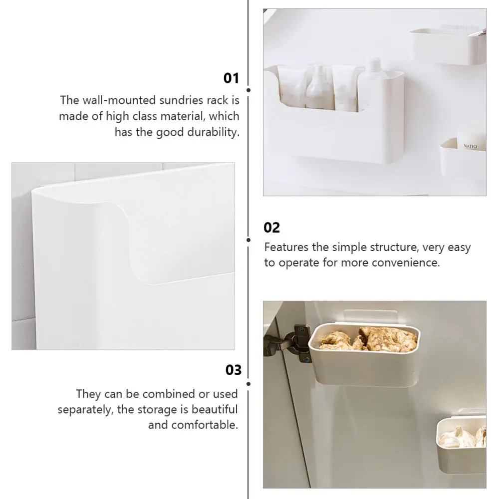 

1 Set of Desktop Storage Box Wall Storage Case Bathroom Kitchen Supplies (White)