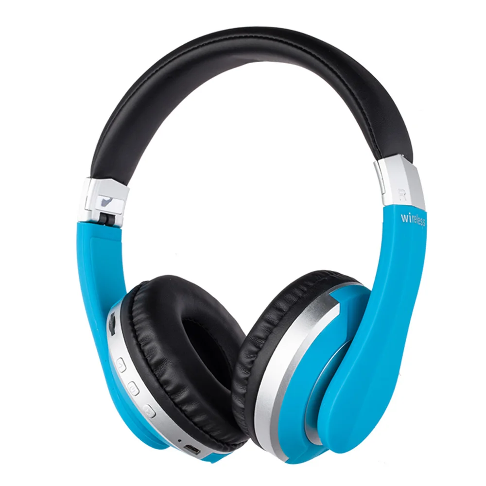 MH7 беспроводные наушники Bluetooth гарнитура Складные стерео игровые наушники с микрофоном Поддержка TF карты для IPad мобильного телефона - Цвет: Синий