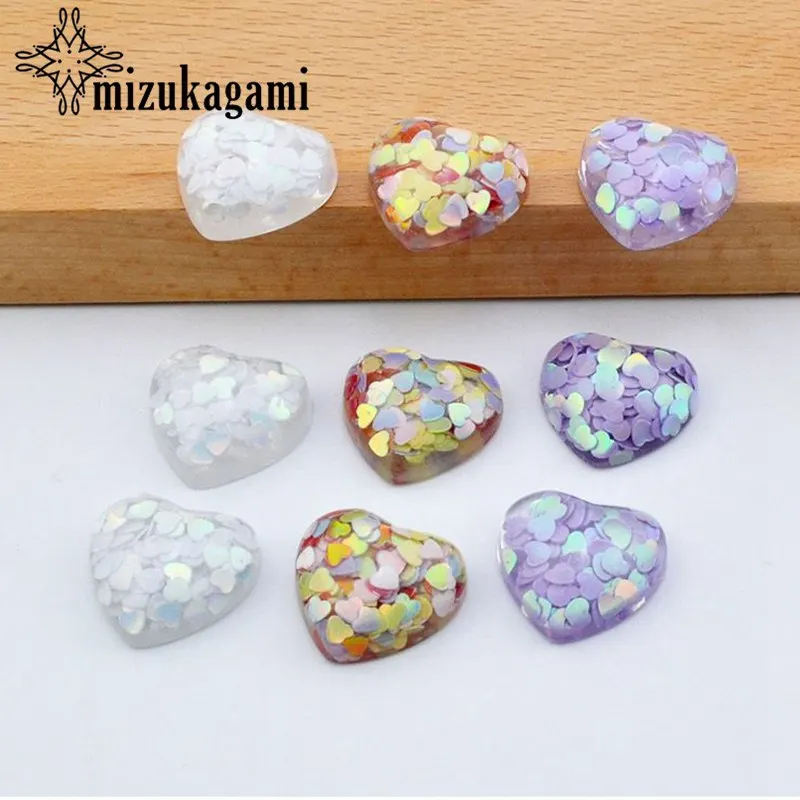 10 шт./лот новый цвет блестки сердечки полимерные накладки сделай сам серьги