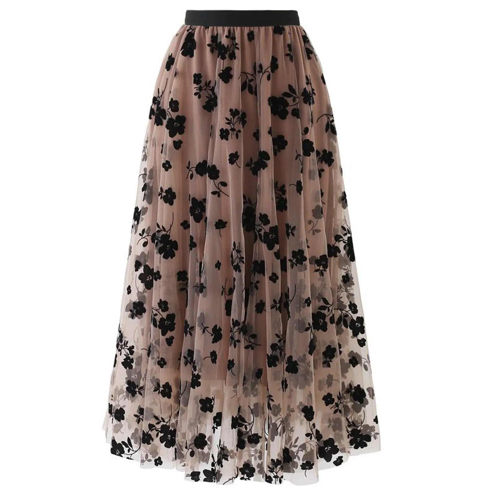 JAYCOSIN Женская весенне-летняя эластичная длинная сетчатая юбка с высокой талией