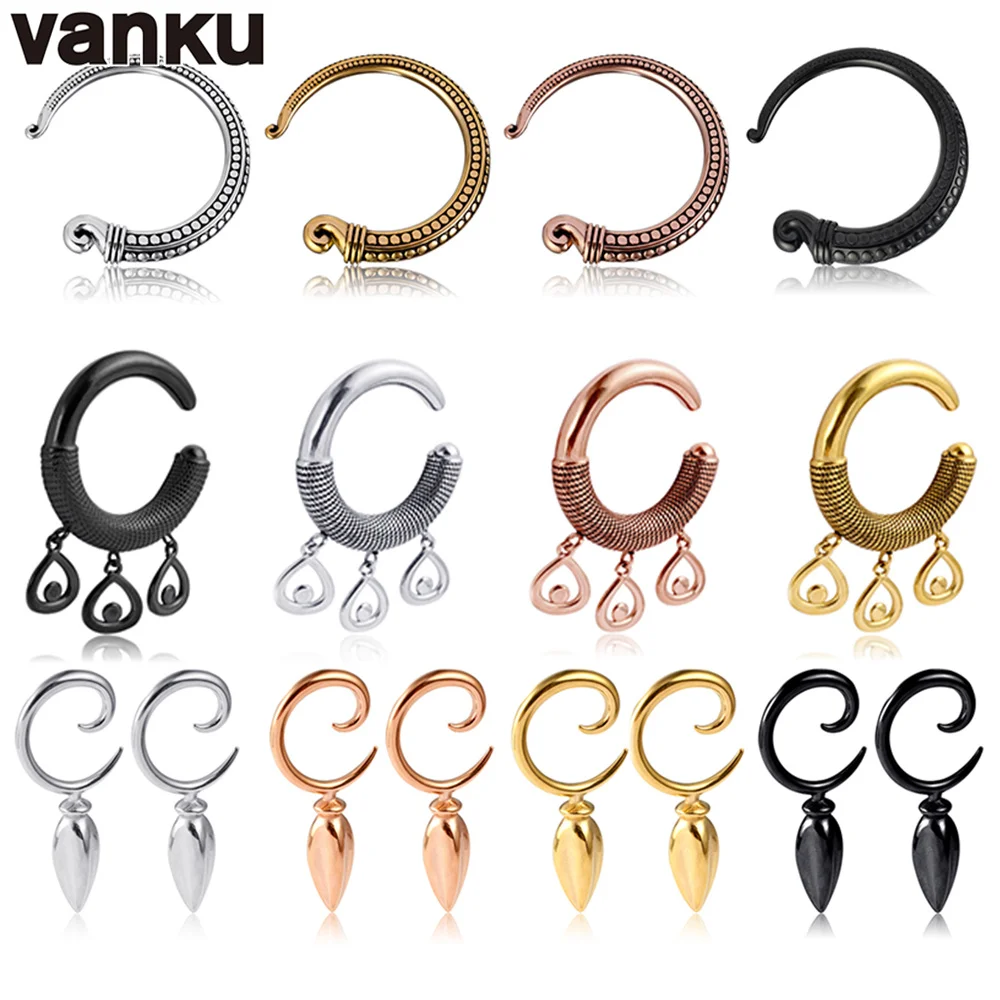 

Vanku 10pcs Stainless Steel Geometry Ear Weights Ear Plugs Tunnels Earrings Expander Gauge Hanger Body Piercing Jewelry Gift