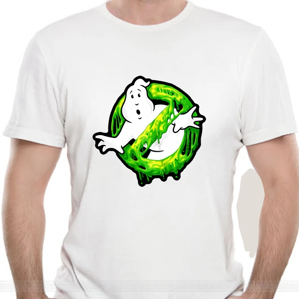 Черный Ghostbusters классический Slime призрак Логотип Графический Футболка 100 хлопок