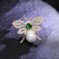 new fashion wedding bouttoniere jewelry design pearl bee brooches pins for women luxury suit corsage accessories