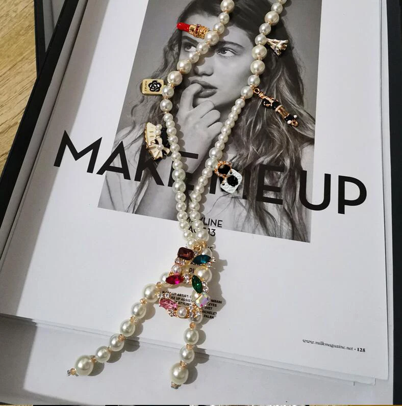 Длинное ожерелье с имитацией жемчуга для женщин кулон № 5 длинное модный дизайн