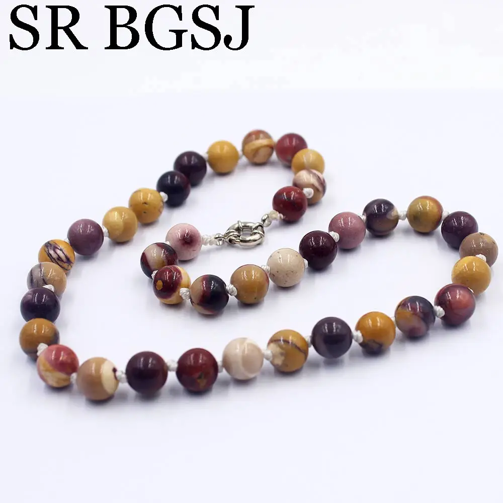 

Free Shipping 10mm Natural Handmade Round Gems Beads Knot Women Jewelry Necklace Strand 17.5"