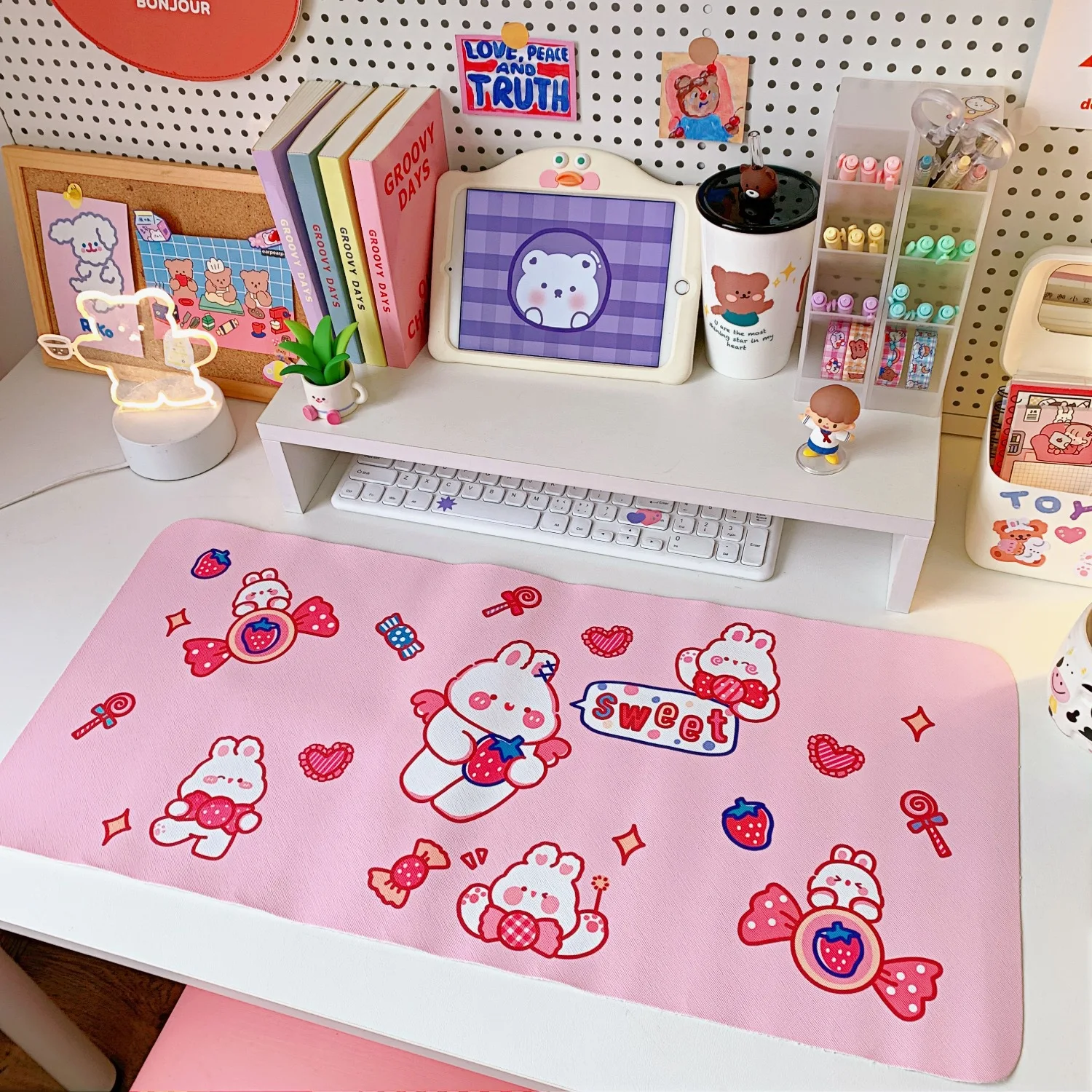 

Cartoon Soft Cute Bear Rabbit Table Mat Student Dormitory Mouse Pad Computer Keyboard Pad Dining Table Cushion Desk Decoration