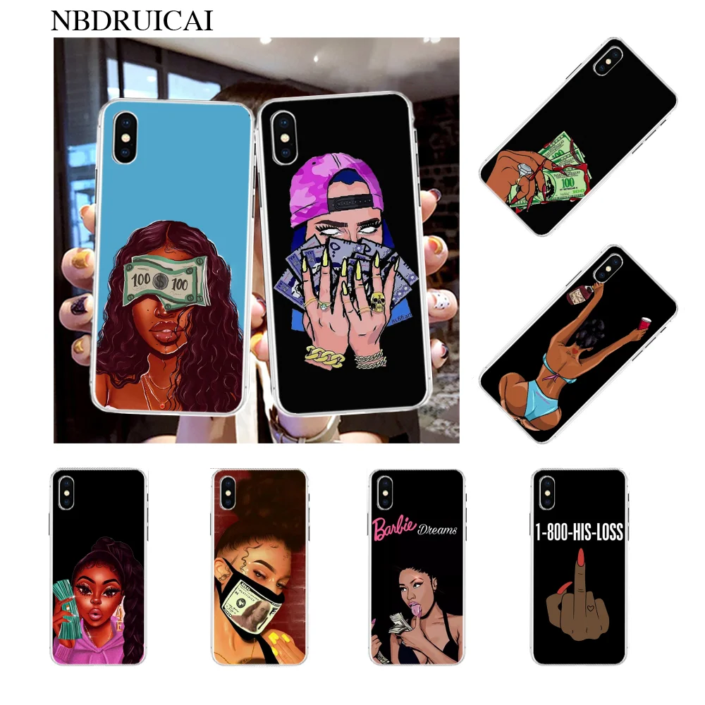 NBDRUICAI черная головка девушка зарабатывает деньги телефонный чехол для iPhone 11 pro XS