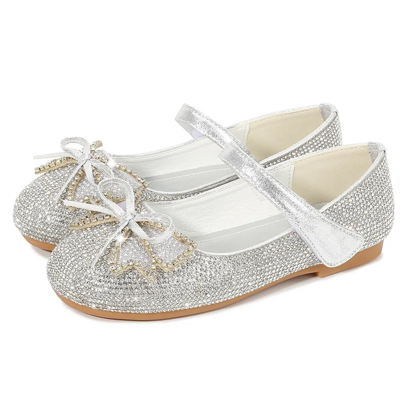 

Skoex Children Flats Girls Fashion Rhinestone Bow Princess Shoes Ballerina Slip-on Little Girls/big Kid Wedding Party Dress Shoe