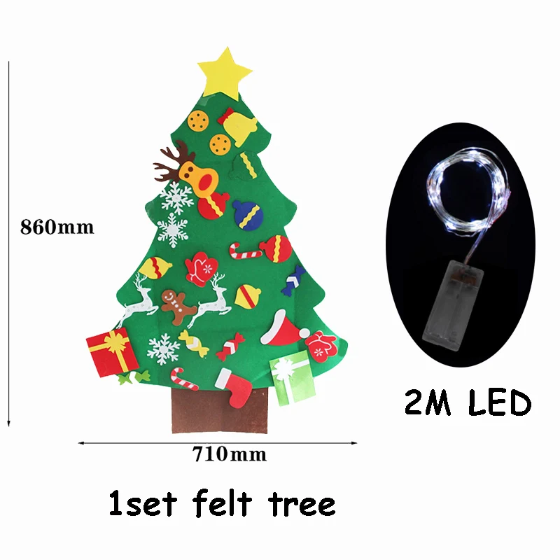 Светодиодный DIY Войлок Рождественская елка Navidad рождественские украшения для дома Natal дети подарок на год игра керст дерево украшения Декор - Цвет: 1set