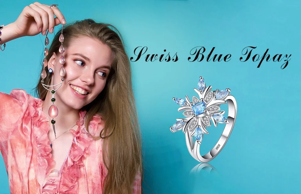 Модные циркониевые кольца с синей звездой и цветком для женщин элегантные в виде