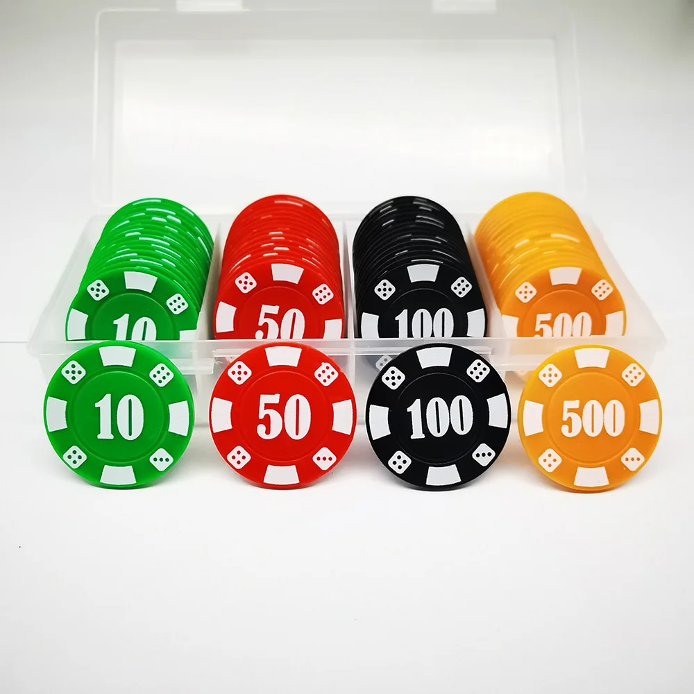 

100 PCS 37mm Plastic Chips Poker Card Token Coins In Box Game Baccarat Counting Accessories Entertainment Tokens
