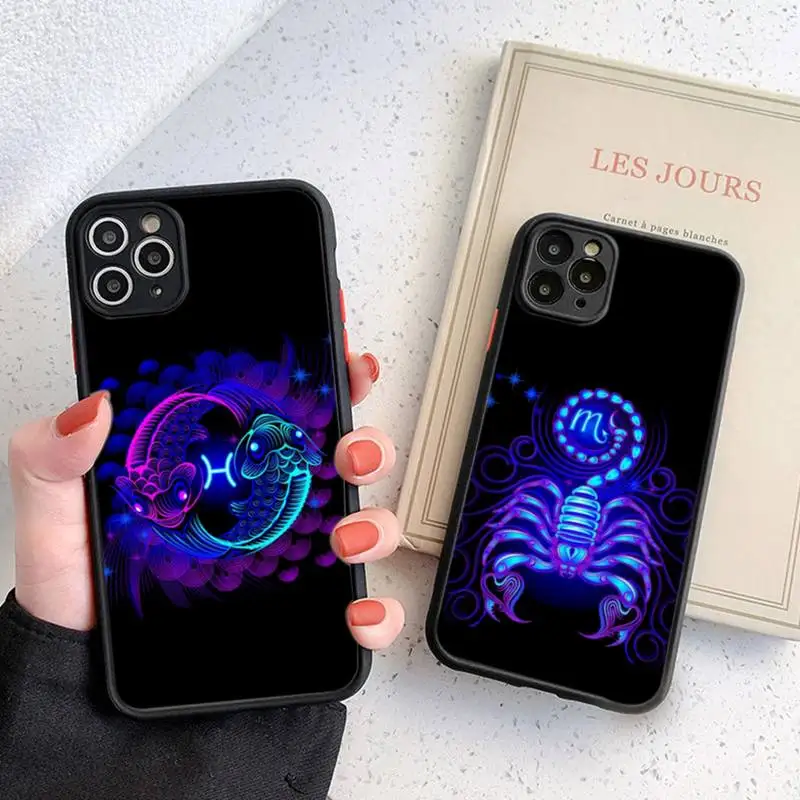 

Black Tpu Zodiac Signs Phone Case Black Transparent Matte For IPhone 7 8 11 12 S Mini Pro X XS XR MAX Plus Cover Shell