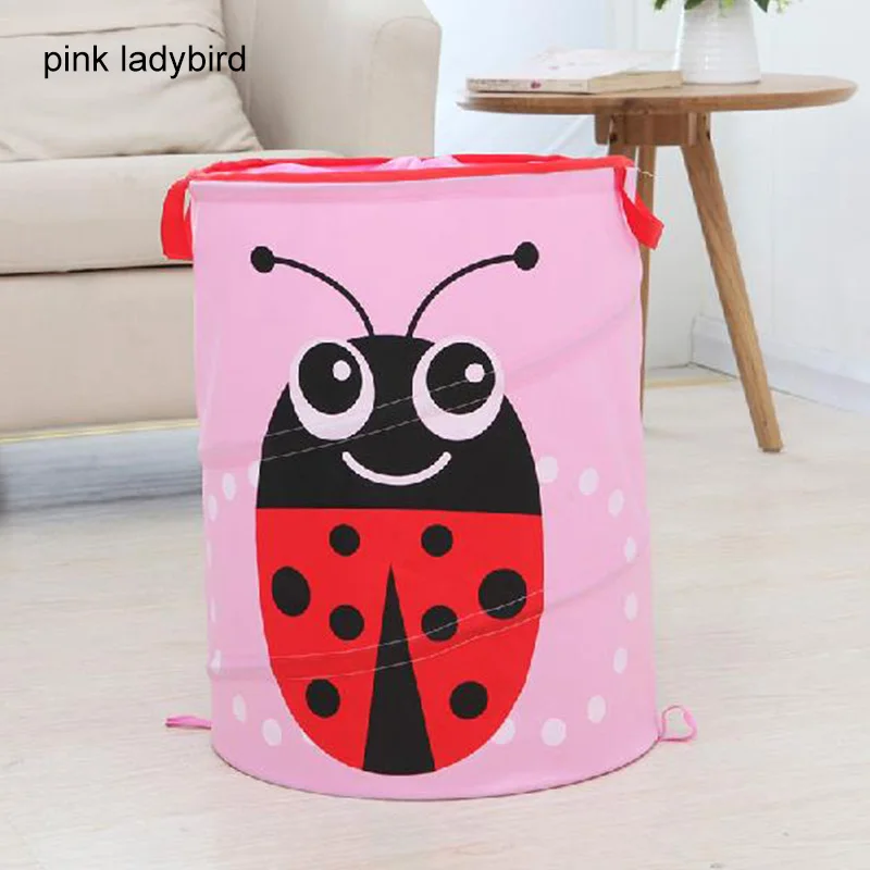 pink ladybird 34*46 см ведро для хранения одежды Складной бытовой мешок корзина для белья Детские игрушки мультфильм животных хранения баррель большой емкости - Цвет: pink ladybird