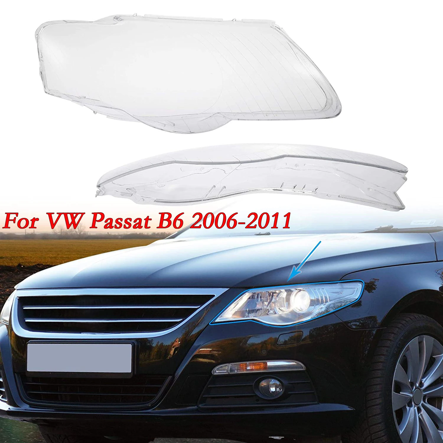

2x автомобильные аксессуары для VW Passat B6 2006 2007 2008 2009 2010, автомобильные чехлы с абажуром, прозрачный корпус