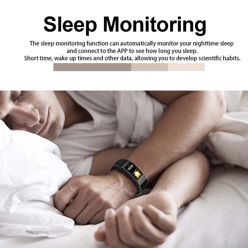 IP68 водонепроницаемый спортивный смарт-браслет часы с функцией термометра