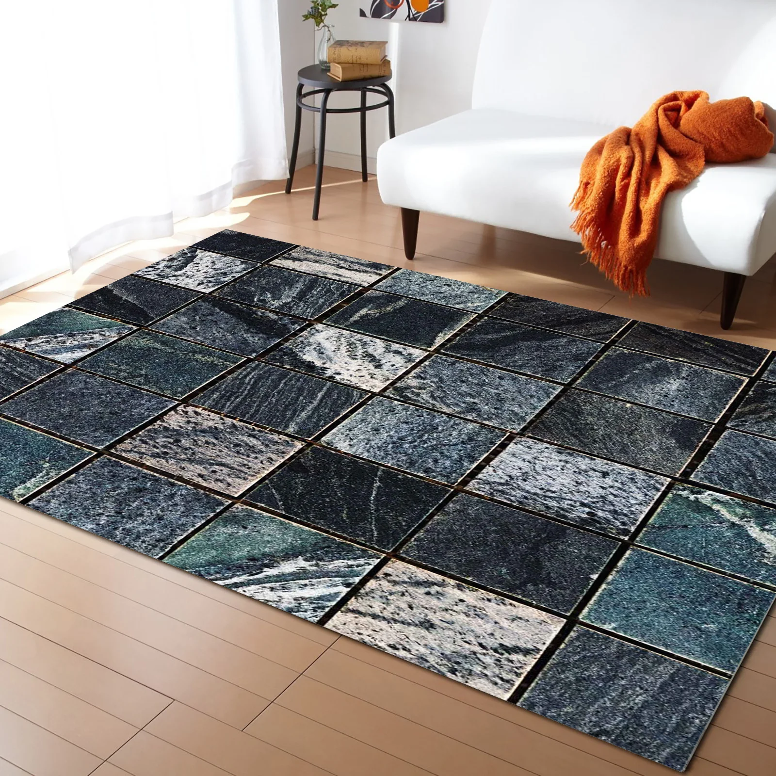 

Tiles Marble Texture Carpet Bedroom Room Bedside Blanket Rug for Living Room Cloakroom Carpet Bedroom Decor
