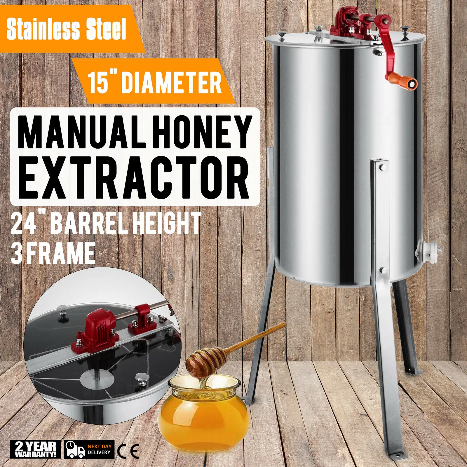 Ручной аппарат для извлечения меда с 3 рамами из нержавеющей стали|Запчасти