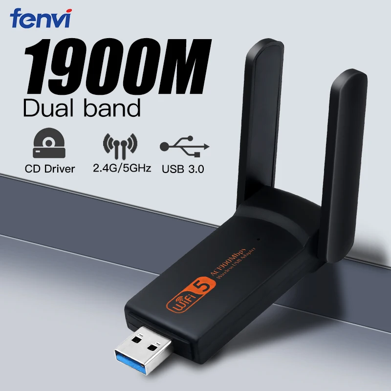 

1900Mbps Wireless USB WiFi Adapter Network Card 1200Mbps WiFi Dongle USB LAN Ethernet Dual Band 2.4G/5.8G For PC Laptop Windows