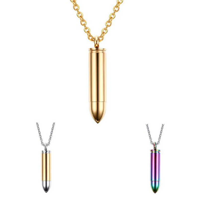 Уникальное ожерелье с пулей кулон для мужчин золотой цвет нержавеющая сталь