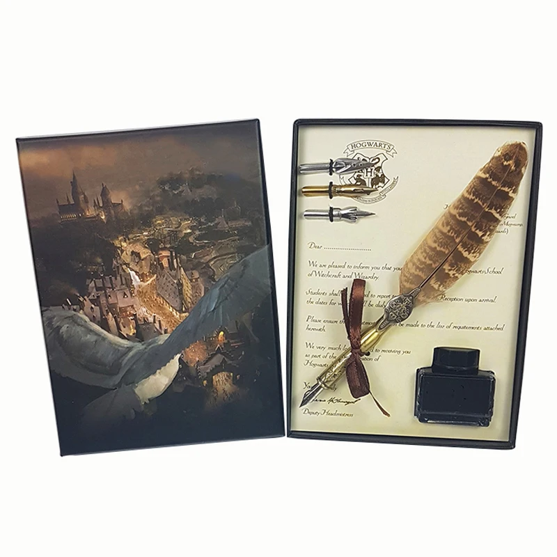 

Harri Magic School Vintage Feather Quill Dip Calligraphy Fountain Pen Writing Ink Set Stationery Gift Box European Retro No Ink