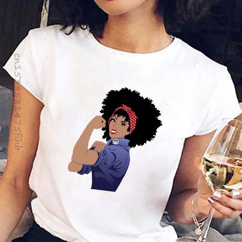 Классная черная женская футболка премиум класса с принтом меланина футболки в