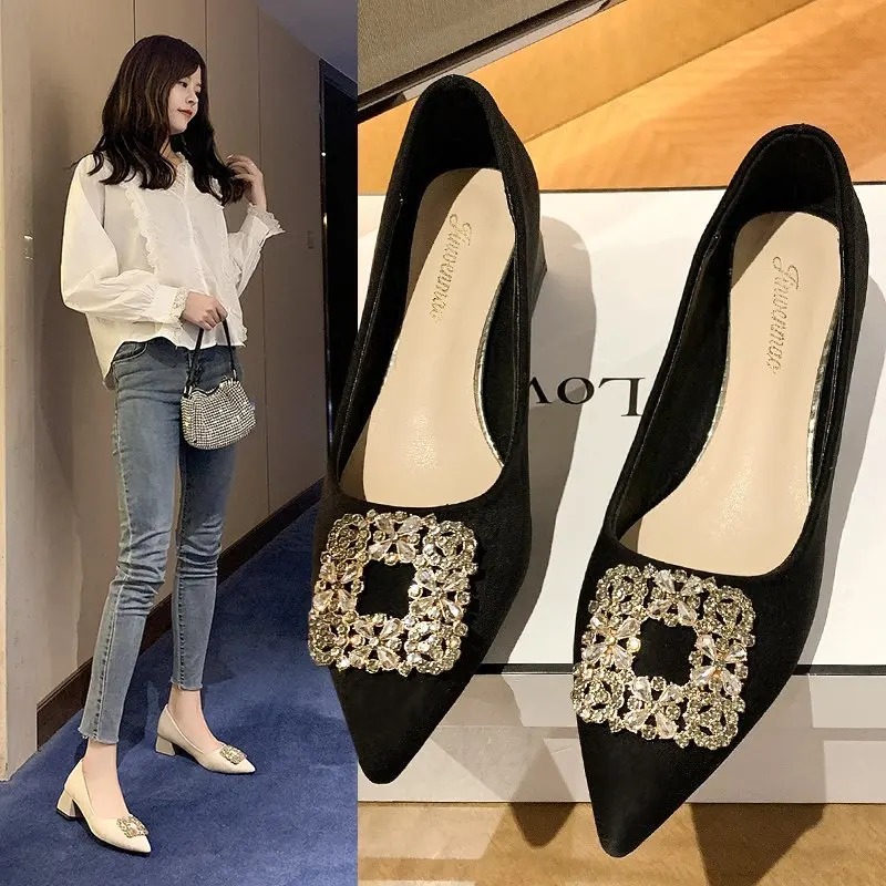

Office Lady Shoes Super Comfortable Women's High Heels Sexy Youth Mid Heels Pointed Shallow Fashion Women Shoes Big Size 35 43