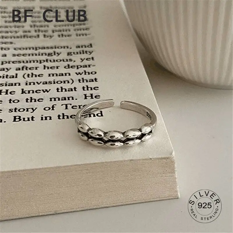 

925 Sterling Silver Rings for Women Retro Dalls New Trendy Elegant Creative Design Irregular Adjustable Party Jewelry