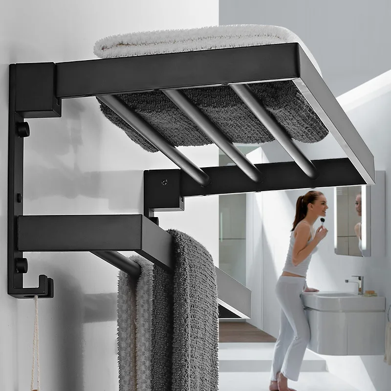 Космическая алюминиевая вешалка для полотенец свободная перфорированная ванной