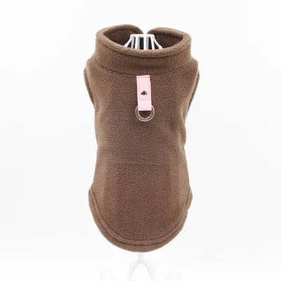 Флисовый жилет для собак Winyer Puppy, жгут, куртка, бульдог, Йоркский мопс, дракон, Бигль, пудель, 7 цветов, одежда для маленьких собак, зимняя куртка для собак - Цвет: coffee