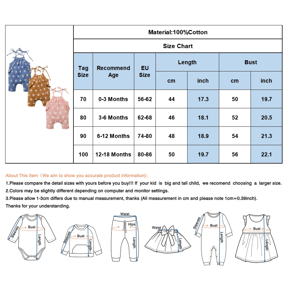 Одежда для новорожденных с цветочным узором и рюшами маленьких девочек
