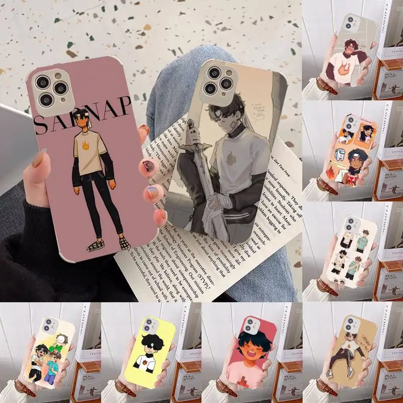 

cartoon Sapnap game funny Phone Case Lambskin Leather For iphone 12 11 8 7 6 XR X XS PLUS MINI PLUS PRO MAX Shockproof