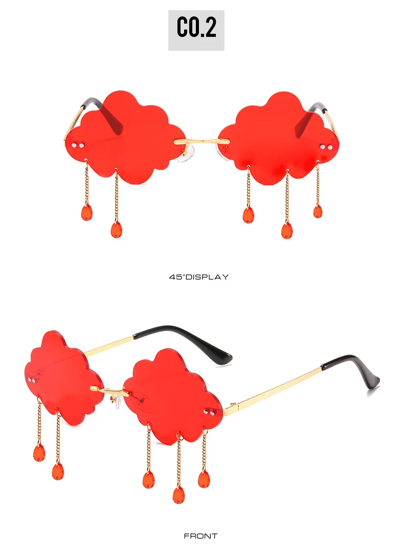 

2021 Vintage Clouds Tassel Steampunk Sunglasses Fashion Rimless Driving Glasses Women Men Frameless Punk Glasses Shades UV400