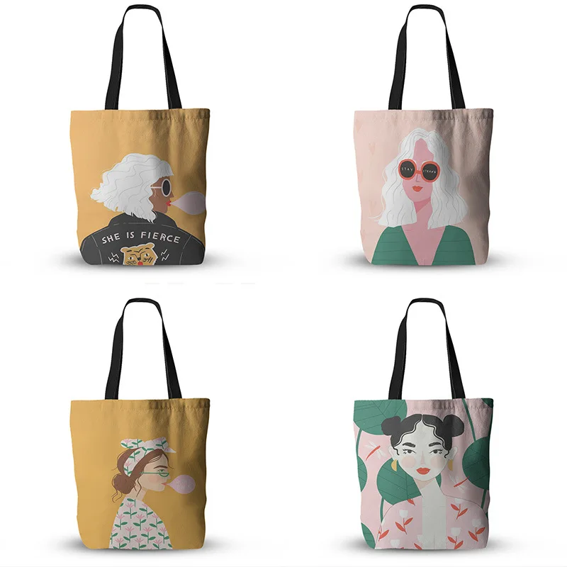 

New Arrival Shopping Bag Girls Aesthetic Graphic Summer Canvas Tote Bag Female Harajuku Ins Style Fashionable Shoulder Bags