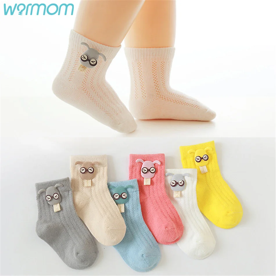 

WARMOM Thin Mesh Accessories Socks Summer Solid Color Cartoon Accessories Cute Baby Mesh Thin Children's Socks Girls Boys Kids