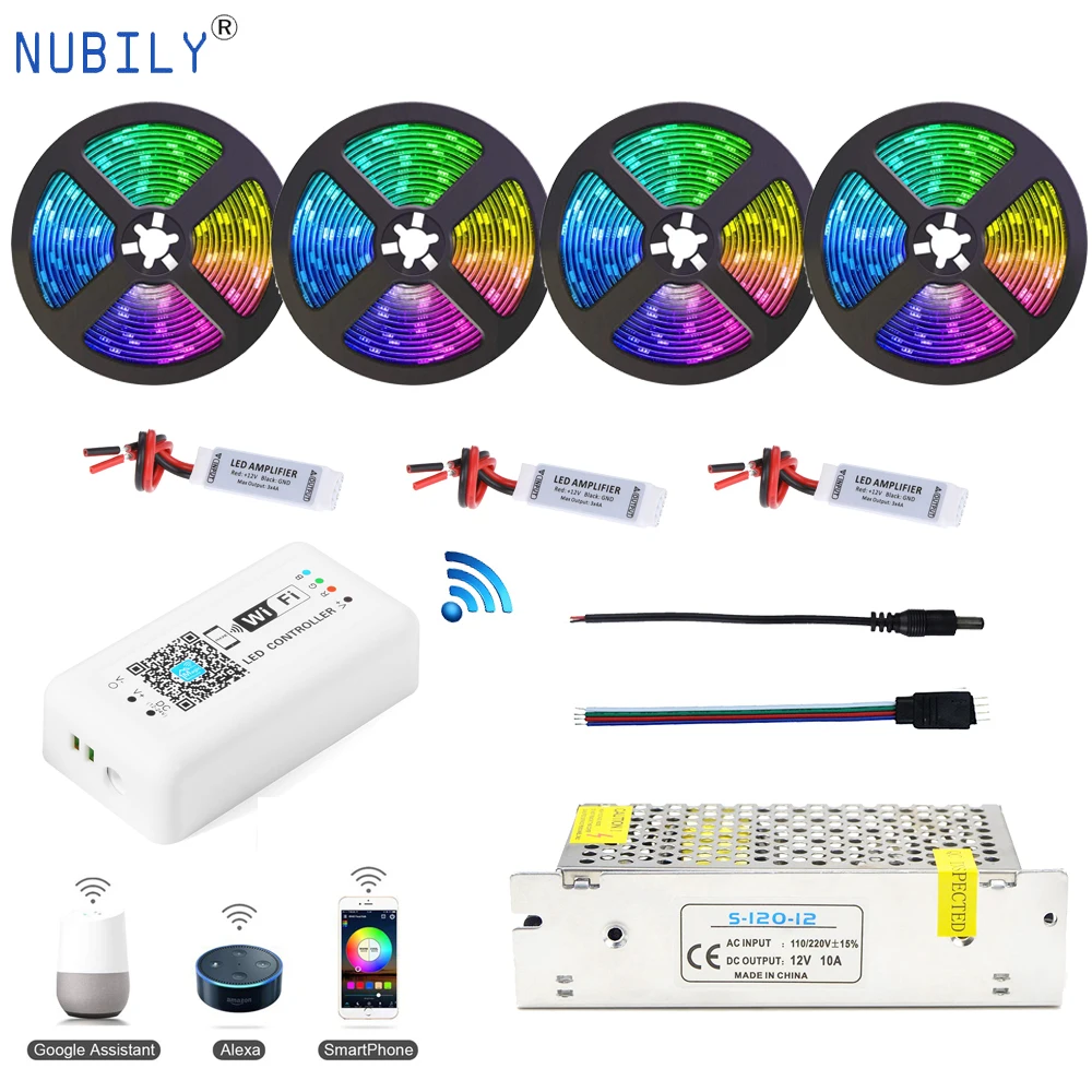 5050 RGB WI FI Светодиодные ленты Водонепроницаемый гибкие полоски светильник 20 м 10
