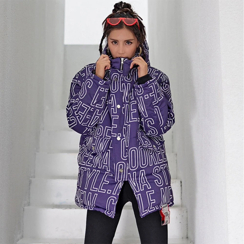 

Новая женская хлопковая стеганая куртка большого размера фиолетовая Ретро мода