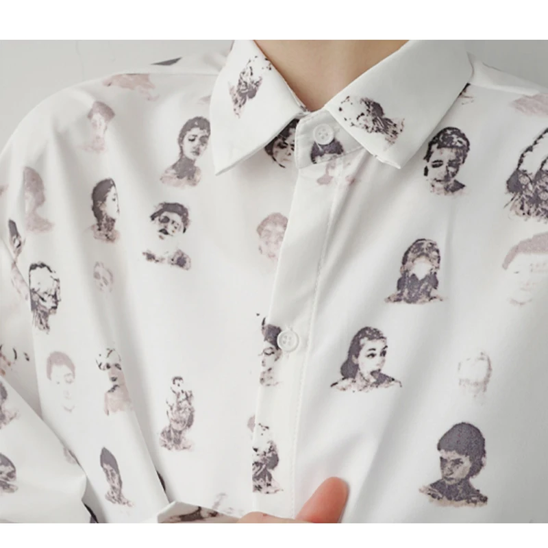 

XITAO Print Loose Blouse Women Turn Down Collar Fashion Casual All Match 2020 Autumn Long Sleeve Simple Shirt Goddess ZP1696