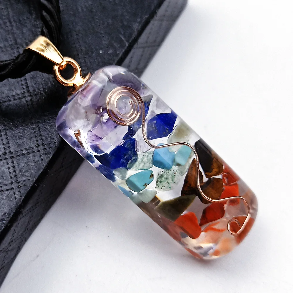 QIMOSHI 7 Chakra Crystal Pendant Necklace Chakela Orgone Healing Spiral Balancing Protection | Gems  Jewelry Women Men