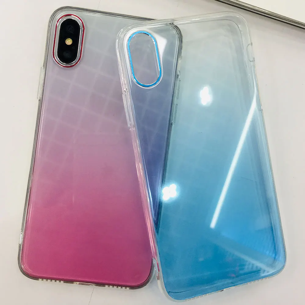 KISSCASE Gradient Colorful Phone Case for iPhone 7 8 6 6S Plus X XR XS Max Metal Lens Protective Tempered Glass Back Cover |