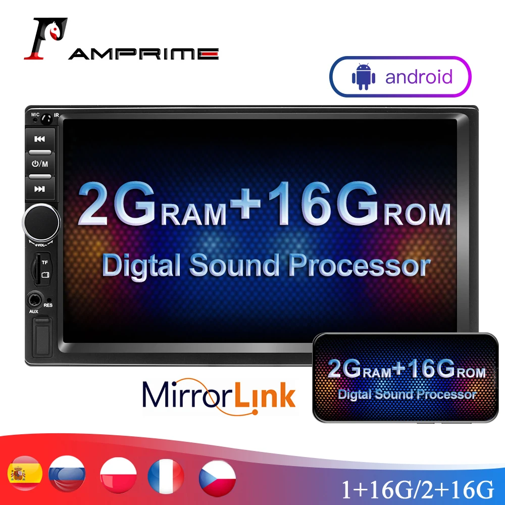 Автомобильный мультимедийный плеер AMPrime7018B двухдиновая магнитола универсальная