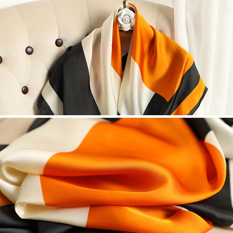 

Summer Women Scarf Silk Square Neckerchief Hair Band Female Print Bandana Shawl Wraps Hijab Lady Headband Foulard Scarves 2021