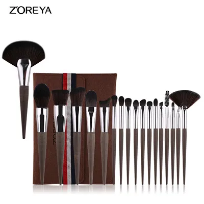 brush with bag ZOREYA набор кистей для макияжа 6/12/18 шт профессиональный макияж кисти с Greate инноваций Кофе основанием ручка - Handle Color: brush with bag