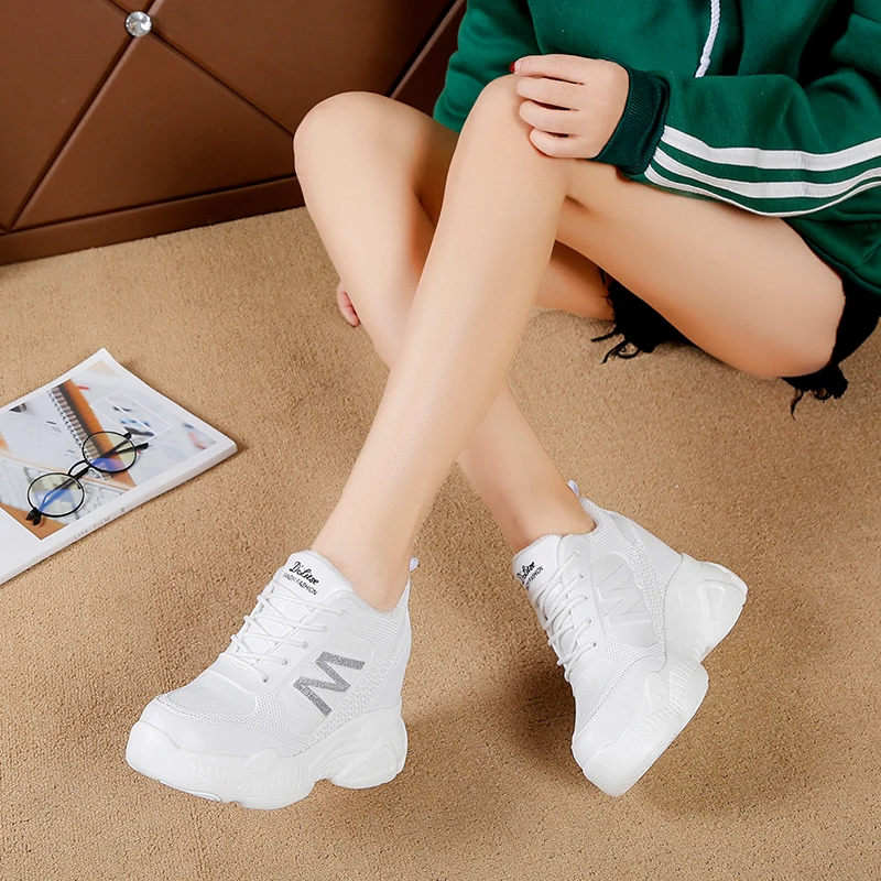 

Kjstyrka 2020 Platform Breathable Walking Sneakers New Stylish Women Sport Shoes Increasing Height Cotton Sneakers