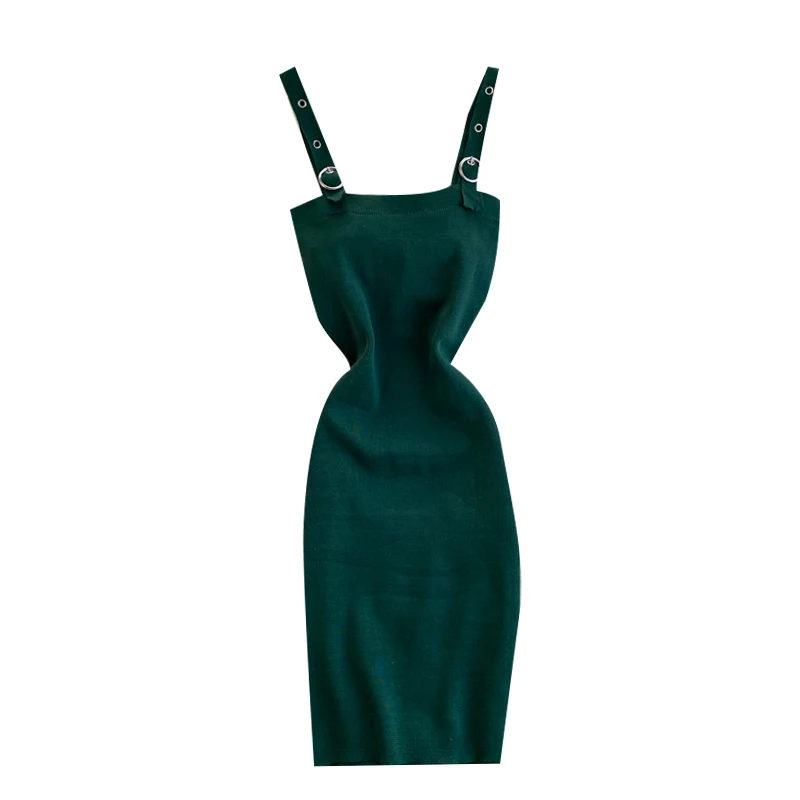 

New Women's Bodycon Dress Sleeveless Solid Color Sexy Strappy Dresses Ladies' Fashionable Summer Vestido Hot Sale