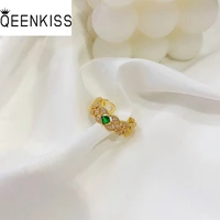 qeenkiss rg5144 fine jewelry wholesale fashion woman girl bride birthday wedding gift shiny aaa zircon 24kt gold resizable ring