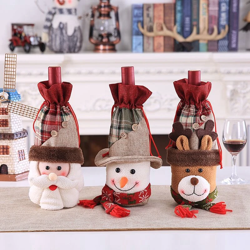 FENGRISE Santa Claus Wine Bottle Cover Christmas Decoration For Home Stockings Gifts Holders Xams Navidad 2019 Decor | Дом и сад