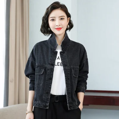 

Short Ladies Jacket Jeans Coat Black Denim Jacket For Women 2022 New Spring Autumn Slim Overcoat Plus Size