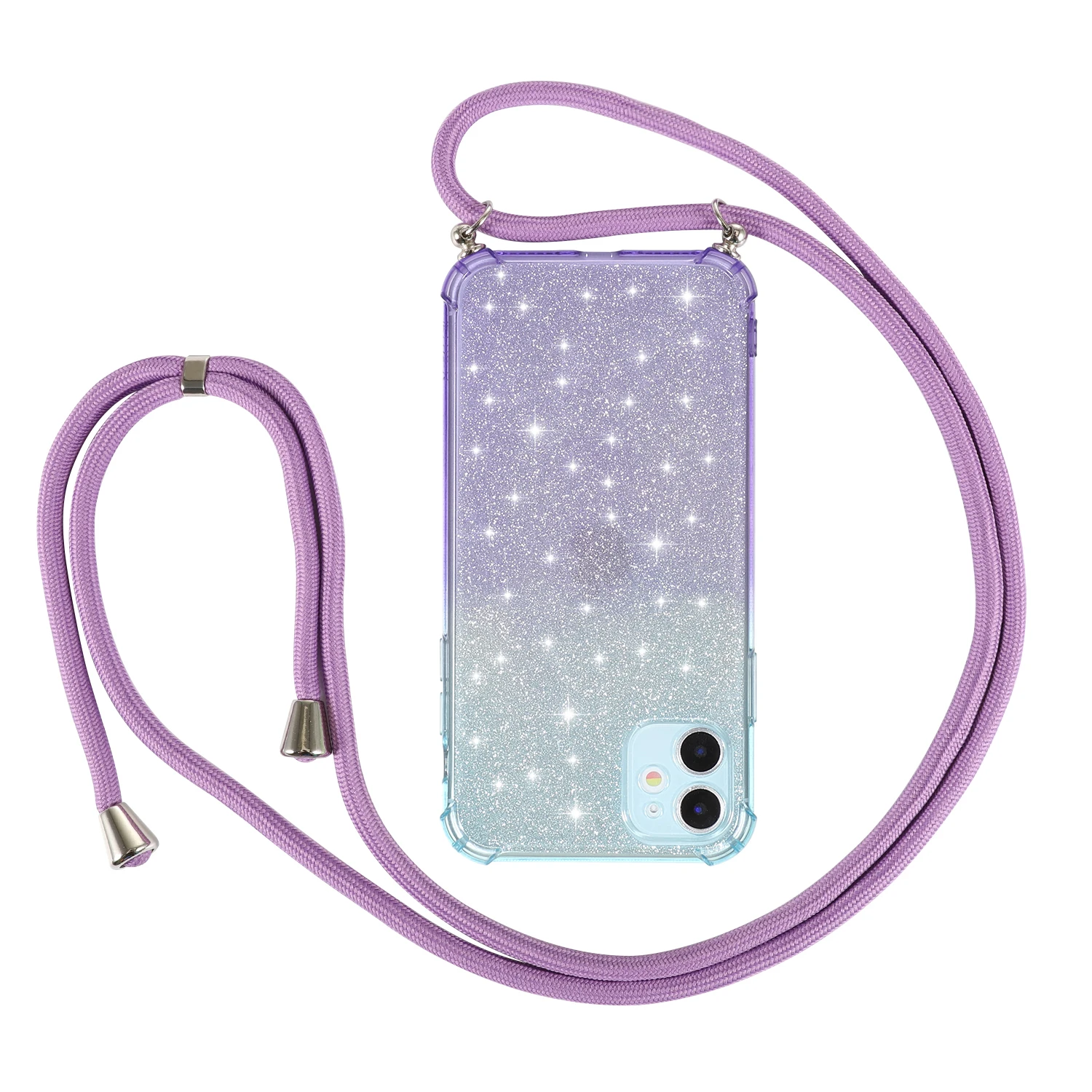 Rainbow lanyard aurora transparent case for Samsung Galaxy S10 5G S20 Ultra   A41 A51 A71 A50 A70 shoulder rope lanyard cover