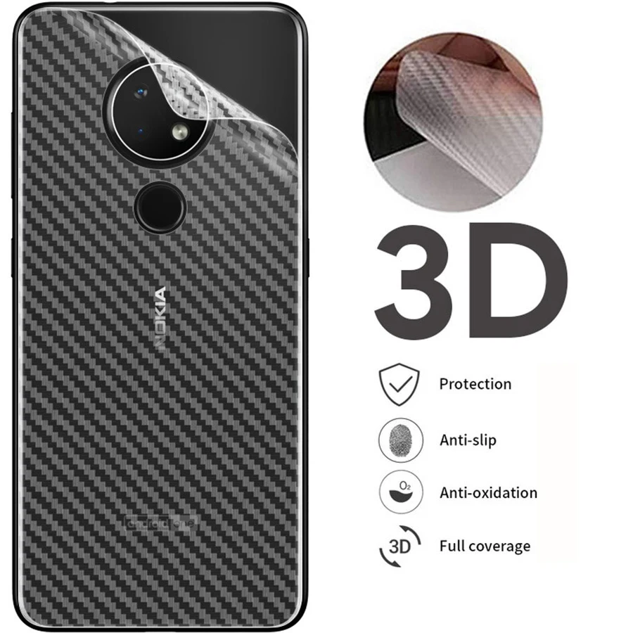 10 шт./лот 3D защитная пленка из углеродного волокна для Nokia 7 2 6 9 8 5 задняя