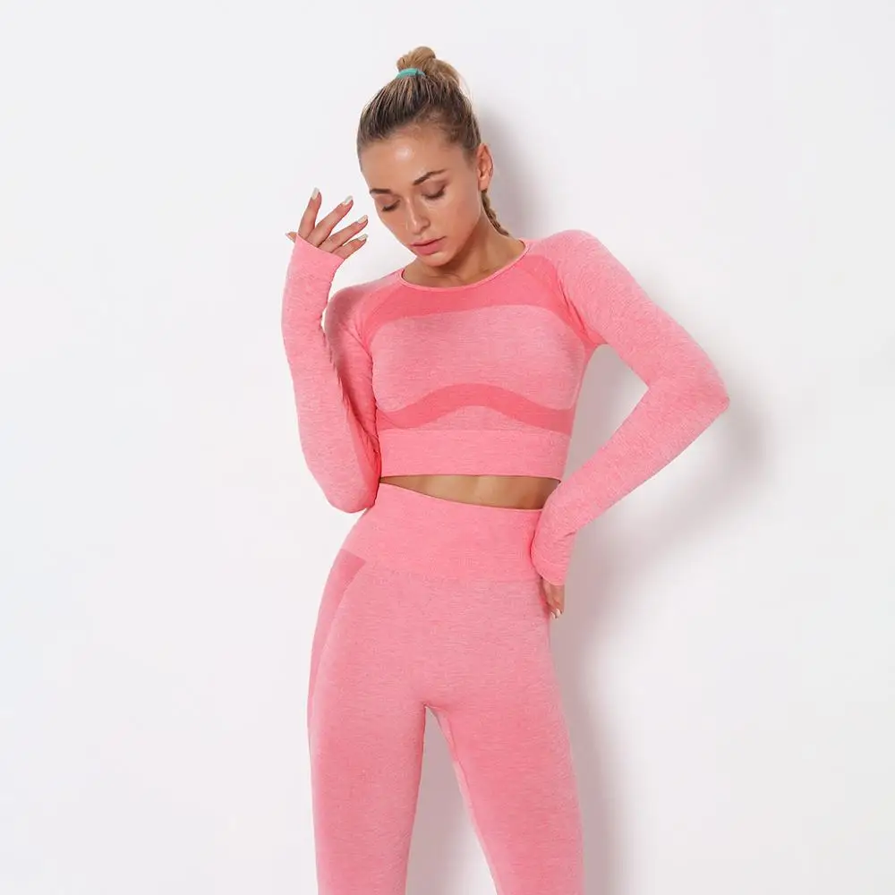 Женские беговые рубашки с длинным рукавом сексуальные футболки открытым пупком